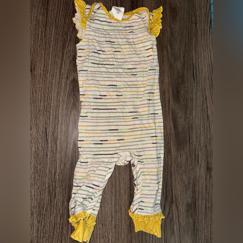 Striped Yellow and White Kids One Piece